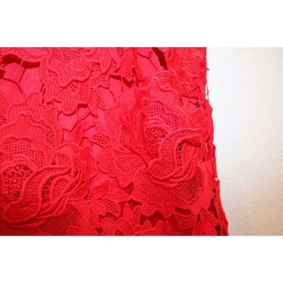 J.Crew Luxe lace dress red aplique size 2 womens mini dress - Picture 9 of 9
